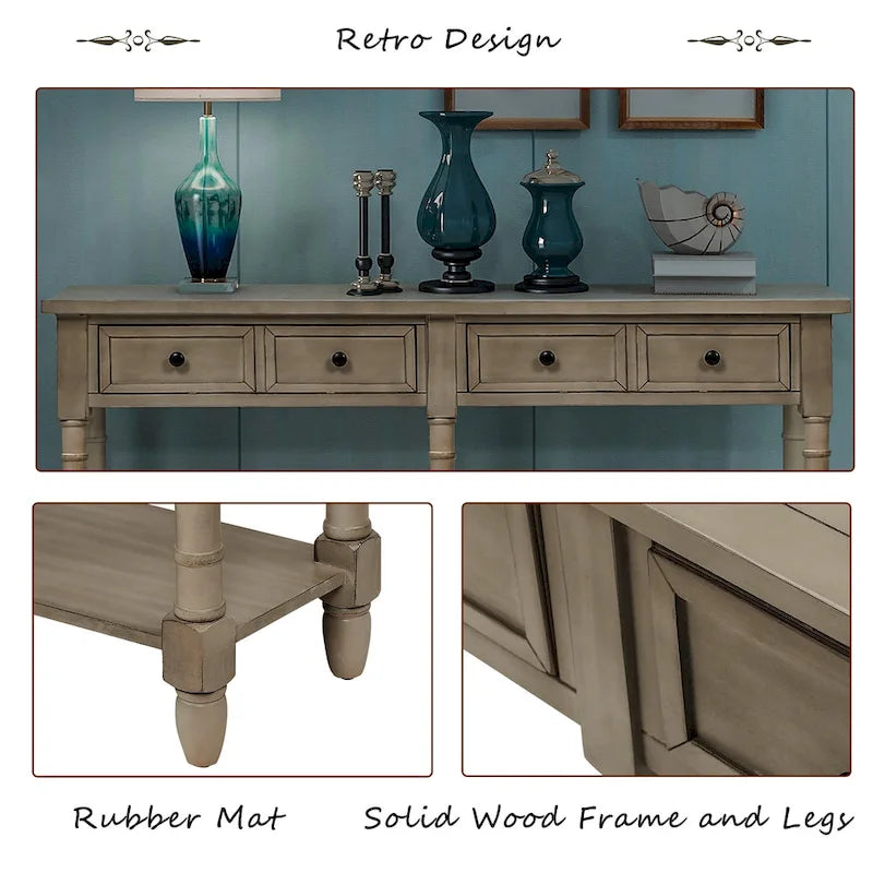 Console Sofa Table with Two Storage Drawers And Bottom Shelf