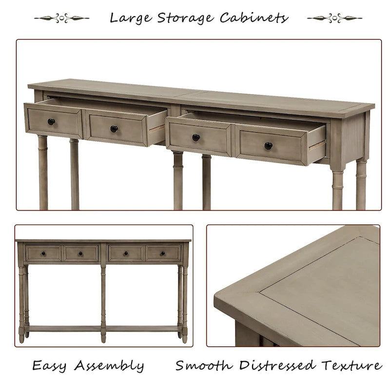 Console Sofa Table with Two Storage Drawers And Bottom Shelf