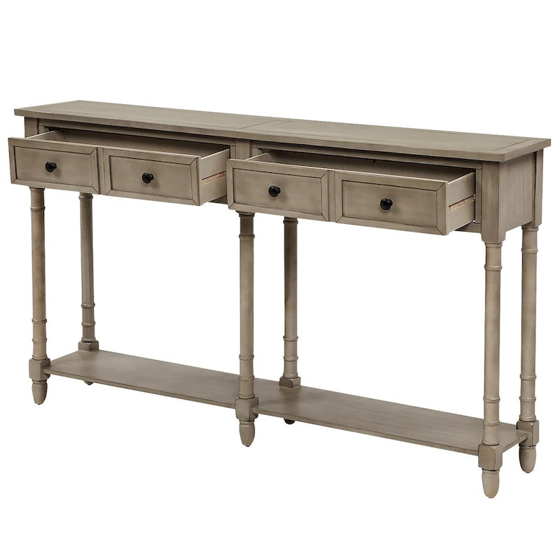 Console Sofa Table with Two Storage Drawers And Bottom Shelf