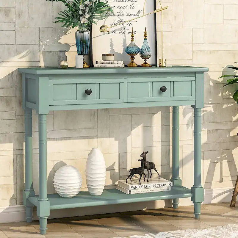 Console Sofa Table with Two Storage Drawers And Bottom Shelf