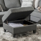 Tufted Fabric Storage Ottoman with Birch Legs