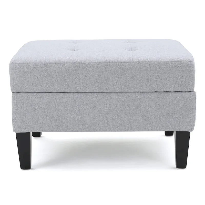 Tufted Fabric Storage Ottoman with Birch Legs