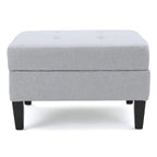 Tufted Fabric Storage Ottoman with Birch Legs