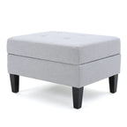 Tufted Fabric Storage Ottoman with Birch Legs