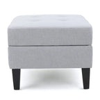 Tufted Fabric Storage Ottoman with Birch Legs