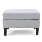 Tufted Fabric Storage Ottoman with Birch Legs