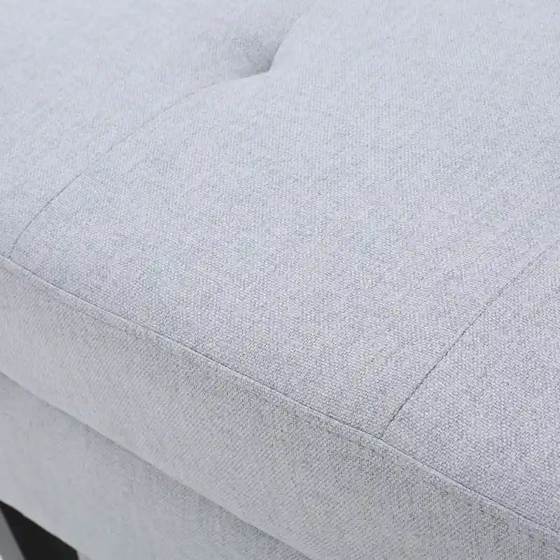 Tufted Fabric Storage Ottoman with Birch Legs