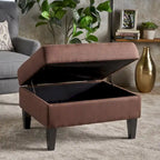 Tufted Fabric Storage Ottoman with Birch Legs
