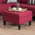 Tufted Fabric Storage Ottoman with Birch Legs
