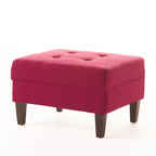 Tufted Fabric Storage Ottoman with Birch Legs