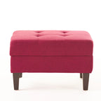 Tufted Fabric Storage Ottoman with Birch Legs
