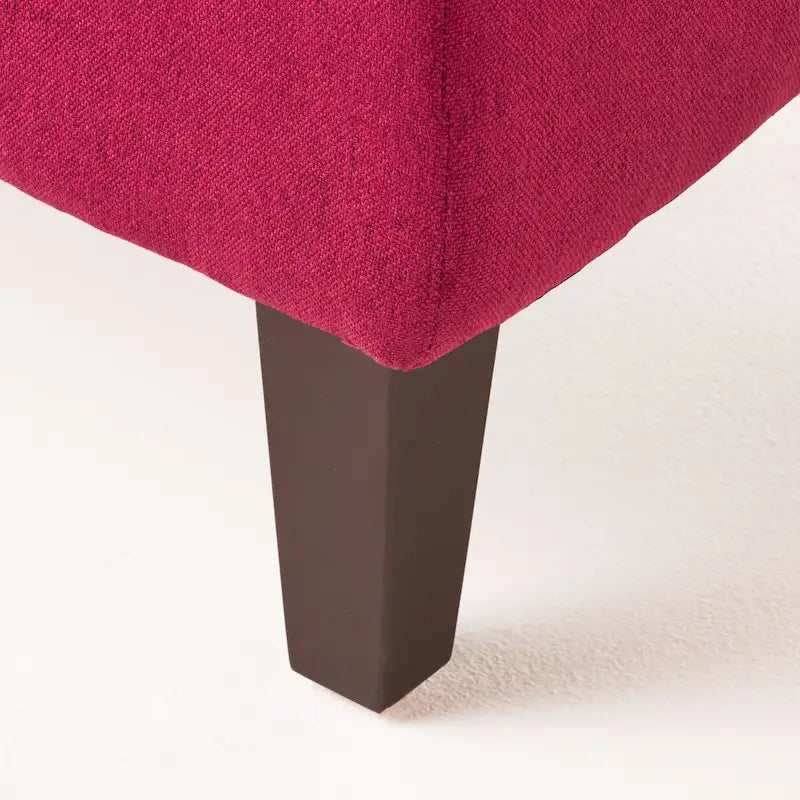 Tufted Fabric Storage Ottoman with Birch Legs