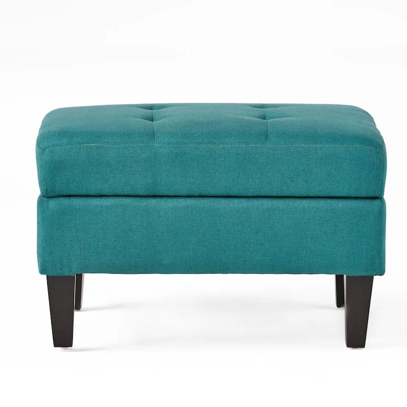 Tufted Fabric Storage Ottoman with Birch Legs