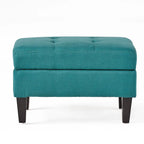 Tufted Fabric Storage Ottoman with Birch Legs