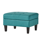 Tufted Fabric Storage Ottoman with Birch Legs