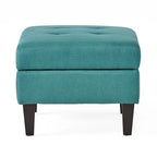 Tufted Fabric Storage Ottoman with Birch Legs
