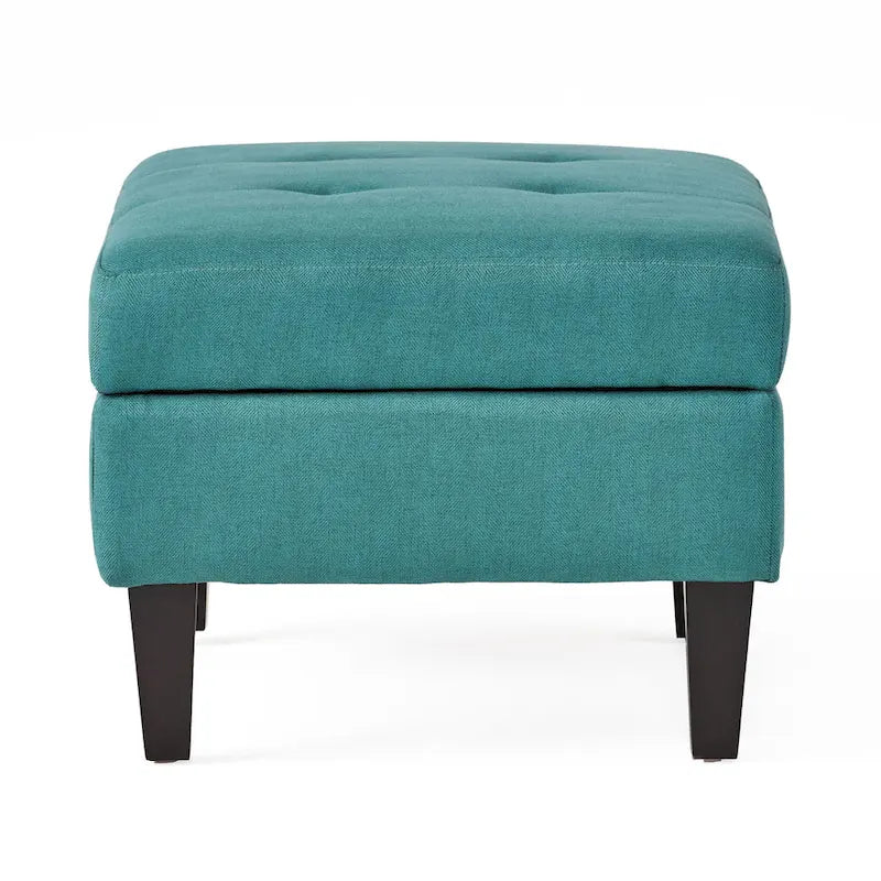 Tufted Fabric Storage Ottoman with Birch Legs