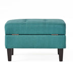Tufted Fabric Storage Ottoman with Birch Legs