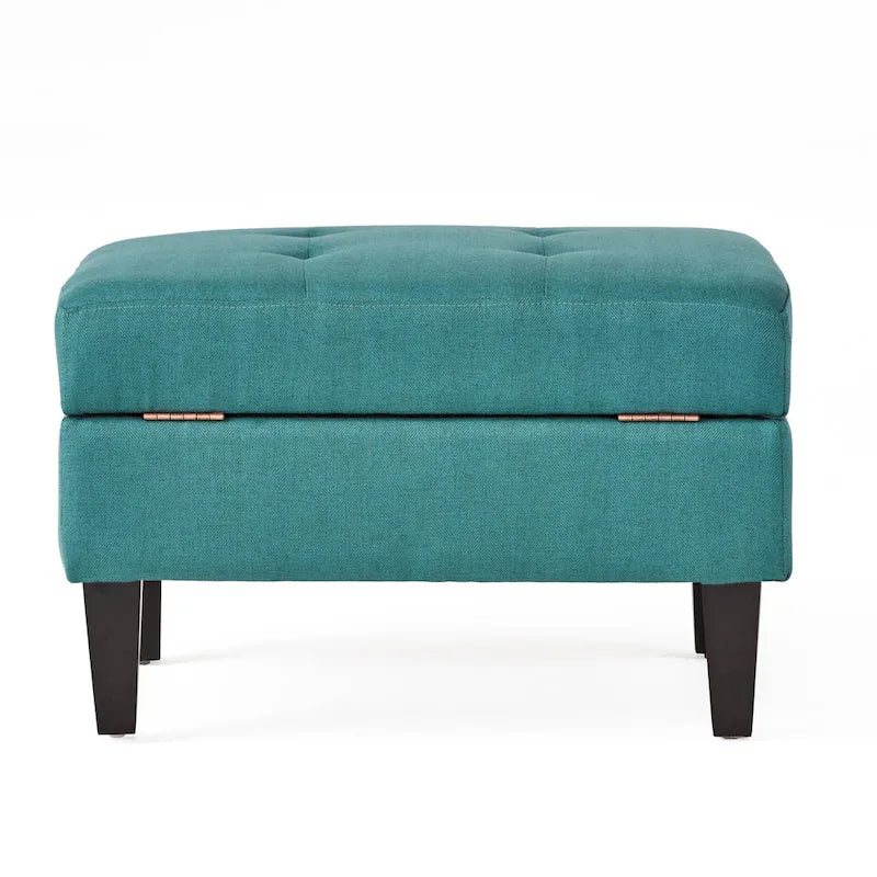 Tufted Fabric Storage Ottoman with Birch Legs