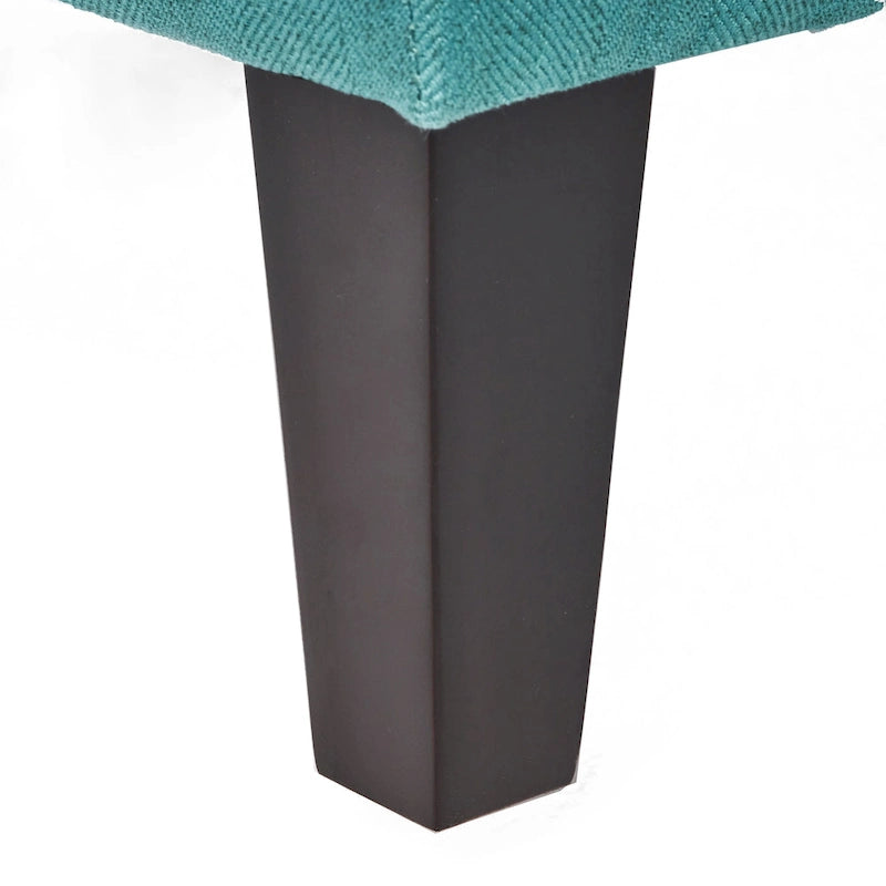 Tufted Fabric Storage Ottoman with Birch Legs