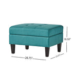 Tufted Fabric Storage Ottoman with Birch Legs