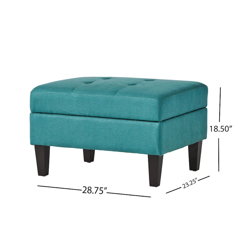 Tufted Fabric Storage Ottoman with Birch Legs