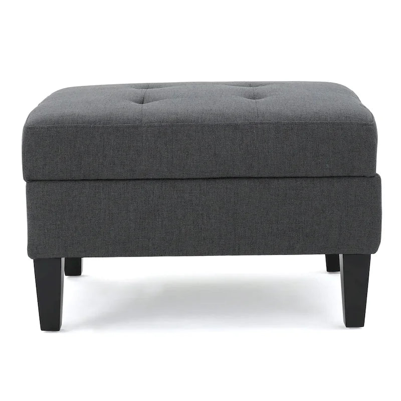 Tufted Fabric Storage Ottoman with Birch Legs