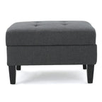 Tufted Fabric Storage Ottoman with Birch Legs
