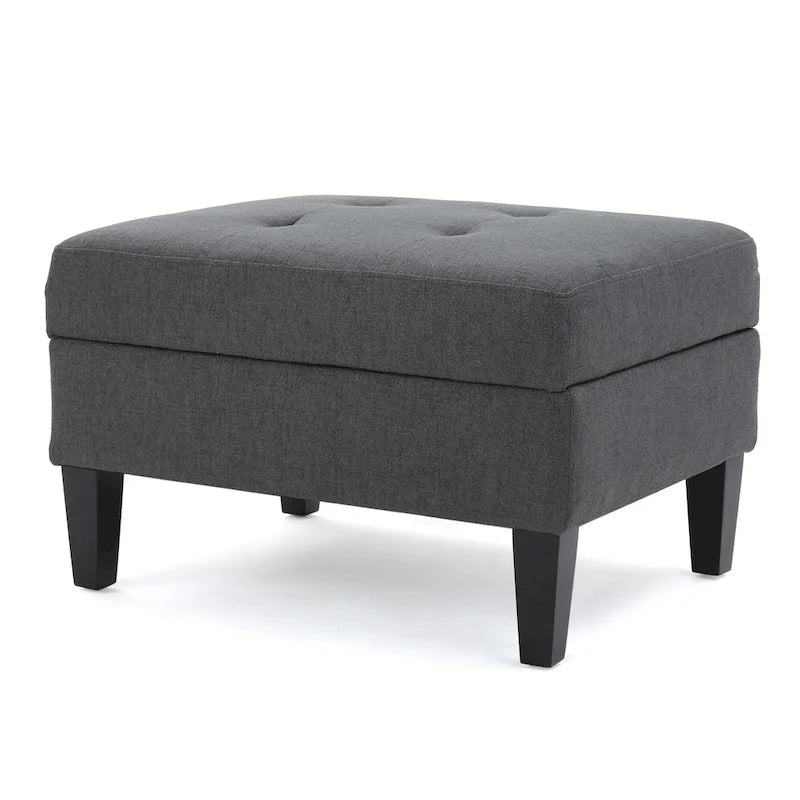 Tufted Fabric Storage Ottoman with Birch Legs