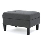 Tufted Fabric Storage Ottoman with Birch Legs