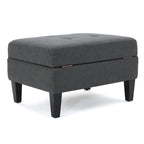 Tufted Fabric Storage Ottoman with Birch Legs