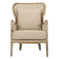 Beige Wing Chair with Oak Frame - Single Seat