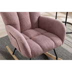 Rocking Chair Upholstered Glider Rocker Rocking Accent Chair Padded Seat with High Backrest Armchair