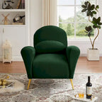 Velvet Modern Accent Chair Comfy Upholstered Armchair with Pillow and Golden Metal Lges for Living Room
