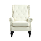 Mid-Century Velvet/Leather Upholstered Tufted Wood Frame Armchair