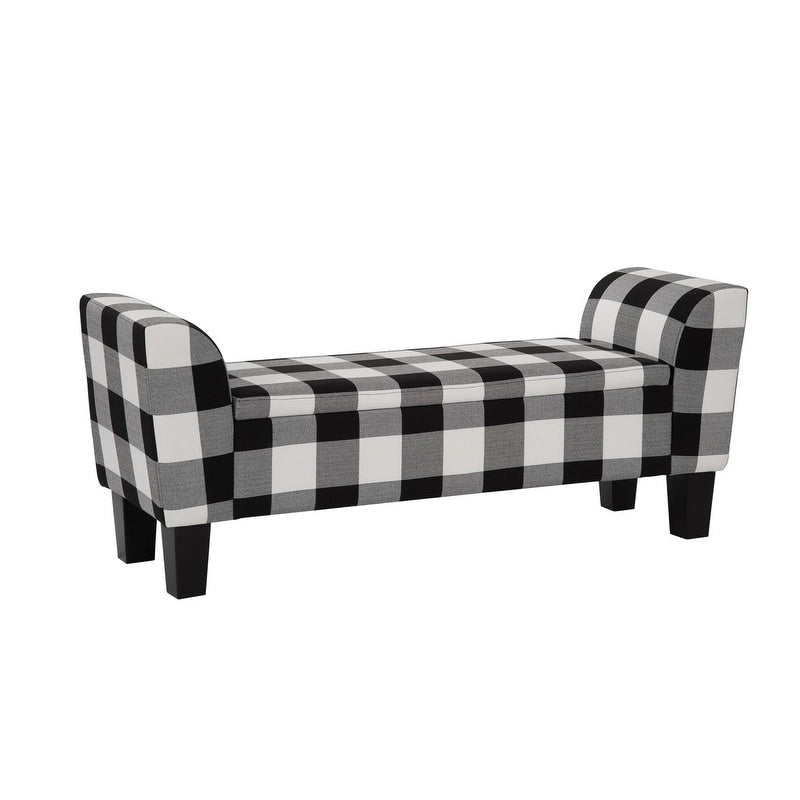 Gray Upholstered Storage Bench with Lift-Top