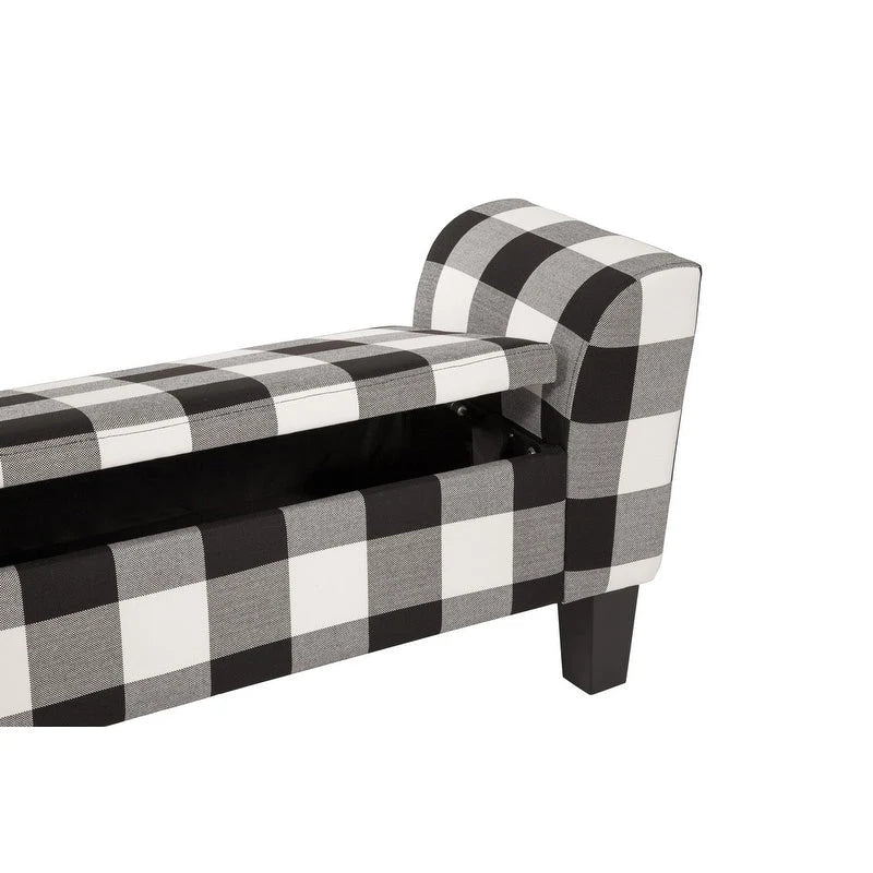Gray Upholstered Storage Bench with Lift-Top
