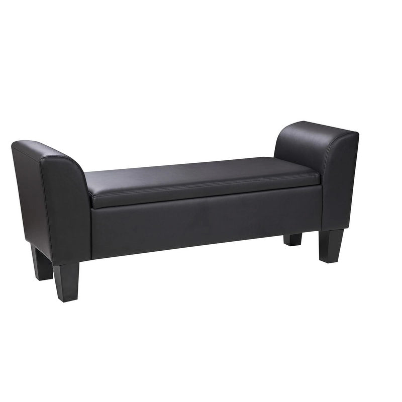 Gray Upholstered Storage Bench with Lift-Top