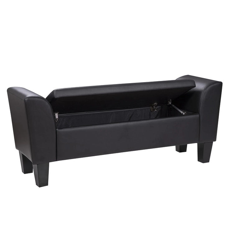 Gray Upholstered Storage Bench with Lift-Top