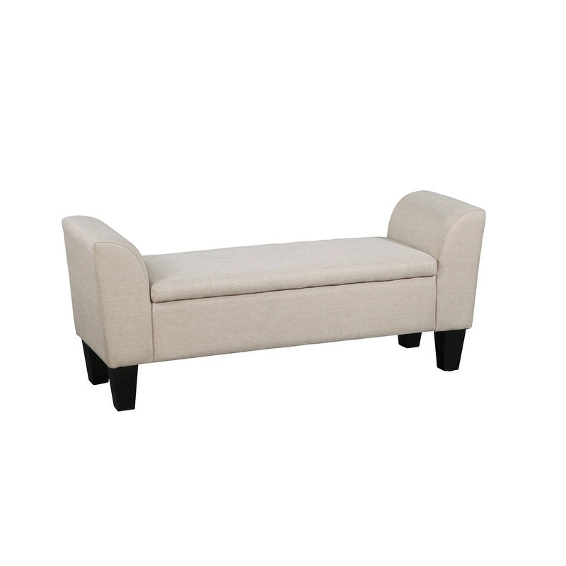Gray Upholstered Storage Bench with Lift-Top