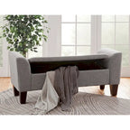 Gray Upholstered Storage Bench with Lift-Top