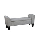 Gray Upholstered Storage Bench with Lift-Top