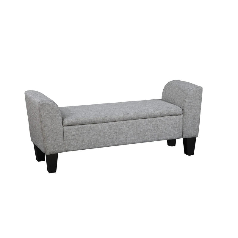 Gray Upholstered Storage Bench with Lift-Top