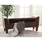 Gray Upholstered Storage Bench with Lift-Top