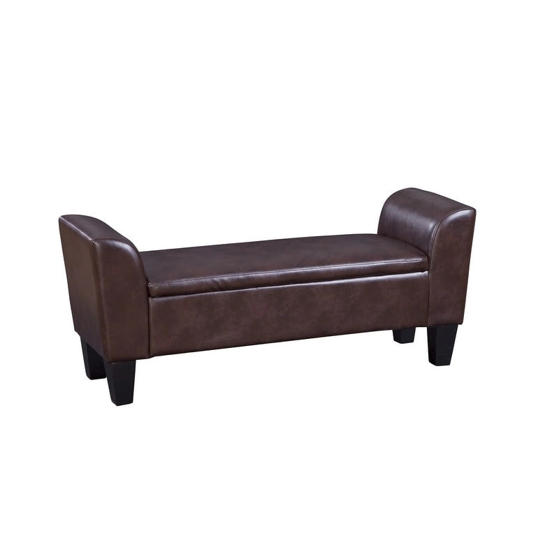 Gray Upholstered Storage Bench with Lift-Top