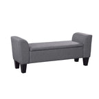 Gray Upholstered Storage Bench with Lift-Top