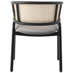 Wicker Back Dining Chair with Velvet Seat and Metal Legs
