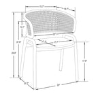 Wicker Back Dining Chair with Velvet Seat and Metal Legs
