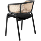Wicker Back Dining Chair with Velvet Seat and Metal Legs