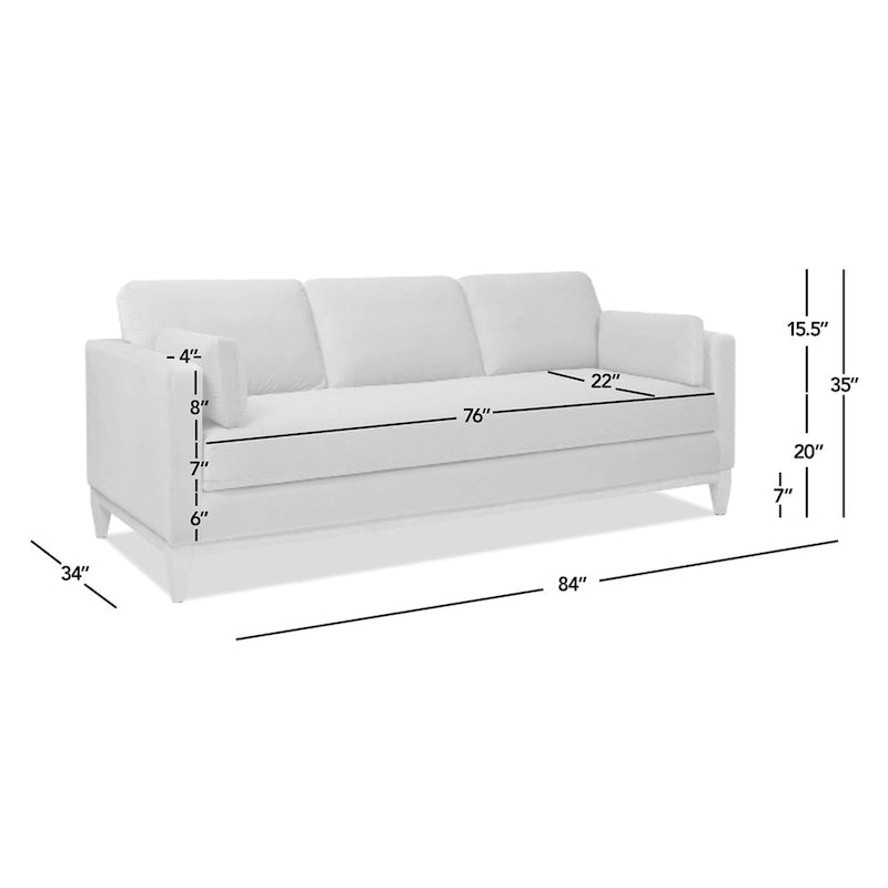 84" Velvet Track Arm Sofa